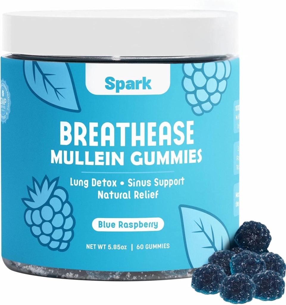 Lungs için Mullein Gummies - Lung Detox Gummies - Daily Respiratory Health Support - Smokers için Temiz - Alerjiler, Sinus ve Mucus Relief - Mullein Leaf Extract for Lungs