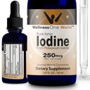 WellnessOne Iodine Drops for Thyroid Support - Fast Acting Liquid Iodine Supplement from Potassium Iodide - Great for Immunity & Cognition & Maximizes Iron Absorption - 1.67 fl oz