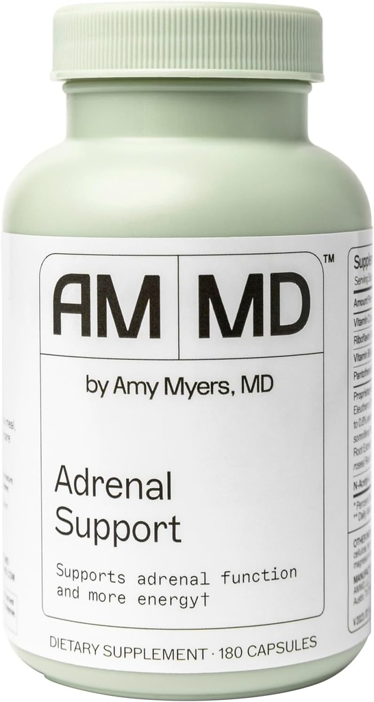 Amy Myers MD Adrenal Support - Adaptogene Kräuterergänzung mit Ashwagandha, Riboflavin, Vitamin B6 & More - Glutenfrei, Non-Dairy & Non-Soy - 180 Kapseln