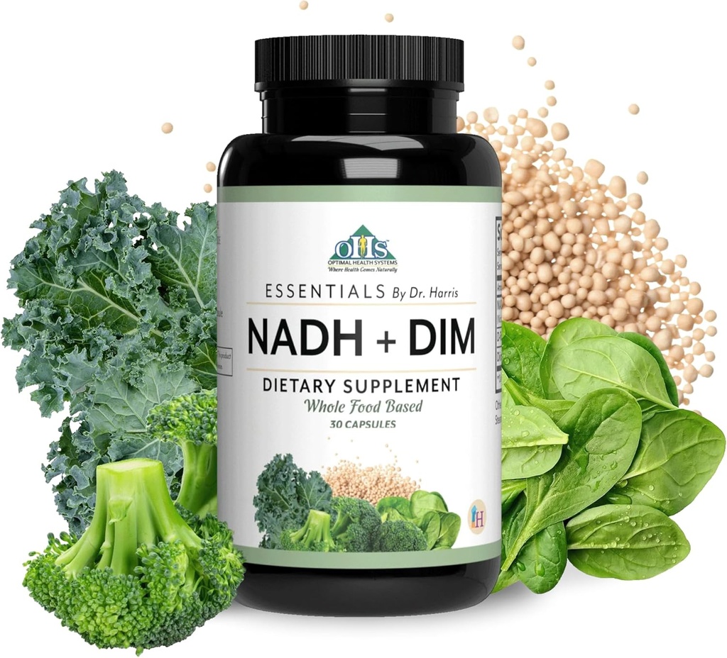 Optimal Sağlamlıq Sistemləri NADH + DIM | Dr. Harris Essentials | Enerji + Neurotransmitter Support | Bitki-based | Ruh Klub, Konsentrasiya və Yaddaş əlavəsi / 30 Kapsüls