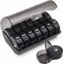 Heti Pill Organizer, Nagy 7 napos Pill Case, Napi Vitamin Case Medicine Box, AM / PM Pill konténerek orvosi kiegészítők halolaj (fekete)