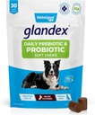 Prebiotik və Digestive Enzymes, Probiyotik Chews və ya tozları ilə Gut Health ilə dəstəkləmək üçün Prebiyotiklər üçün Vetnique Glandex Daily Probiyotiks (30ct Chews, Bacon Chews)