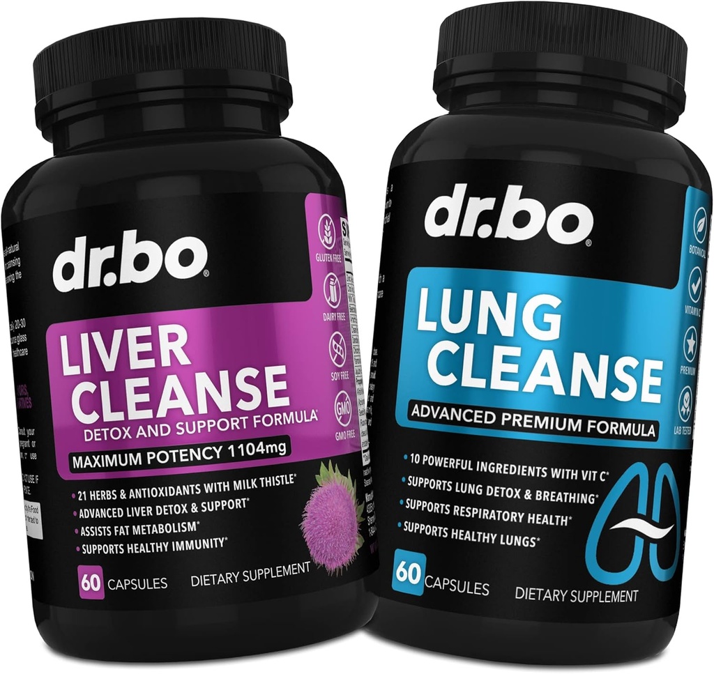 DR. BO Liver Cleanse & Lung Support Pills - Herbal Cleanser Formulas Liver & Lung Health