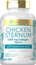 Carlyle Chicken Sternum Cartilage Collagen Capsules 124; Tipe II 3000mg 124; 120 Pistols 124; dengan Hyaluronic Accid 124; Non-GMO, Gluten Free
