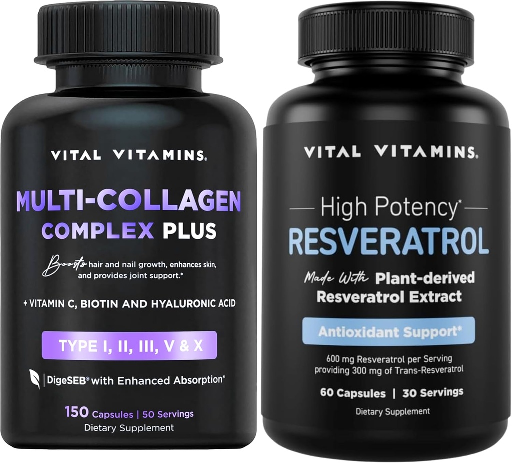 Vital Вітаміни Multi Collagen Комплекс плюс капсули + Resveratrol капсули
