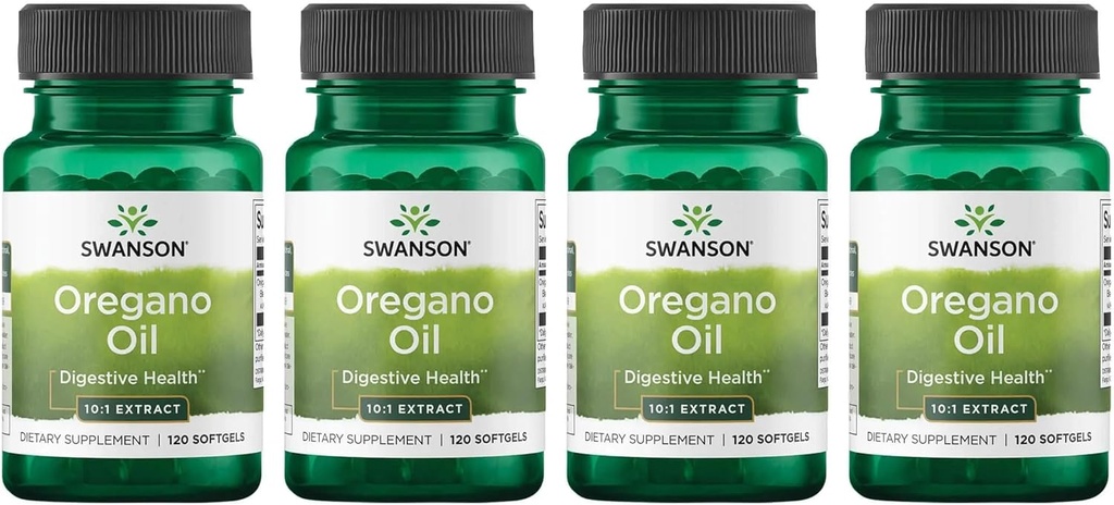 Swanson Oregano Oil 10:1 Extract - Natural Supplement Promoting Digestive Health & Respiratory Support - Supports Gastrointestinal System & Urinary Tract Health - (120 Softgels, 150mg Each) (4 Pack)