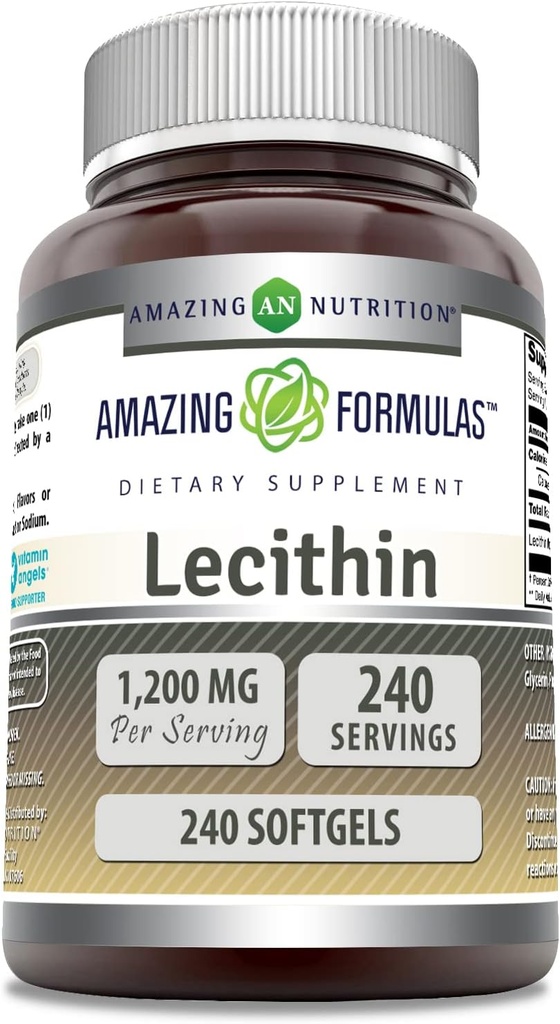 Amazing Formulas Lecithin 1200 Mg | Softgels 보충교재 | Non-GMO | 글루텐 프리 | 미국제 (1 팩 | 240 개)