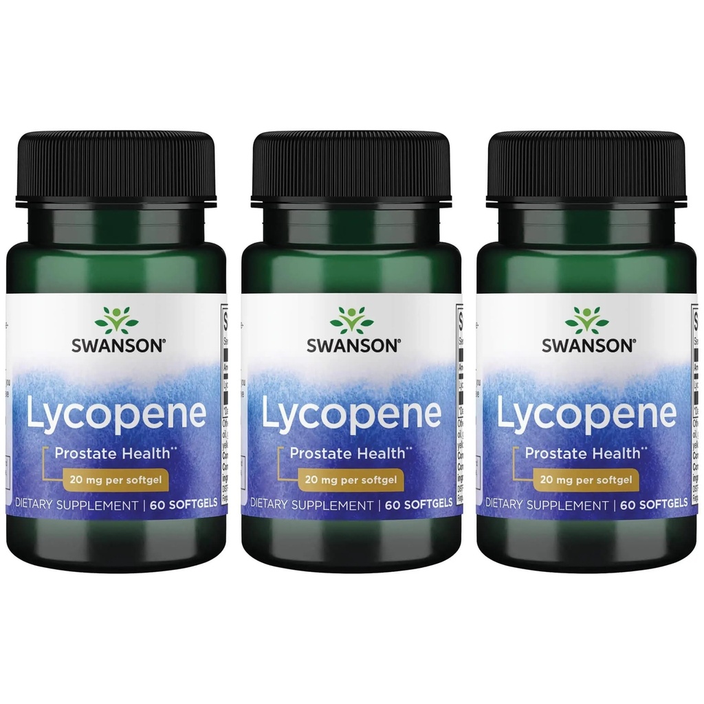 Swanson Lycopene Prostate and Heart Health Antioxidant Supplement for Men Over 40 Supporting Blood Pressure in Normal Range (60 Softgels, 3 Pack)