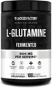 Jacked Factory L-Glutamine pulver 100 serveringer - Vegansk Fermentert L Glutamin Supplement for post trening muskel gjenoppretting, immunitet, Digestiv helse | Ingen kunstig filler - ikke-slavorert