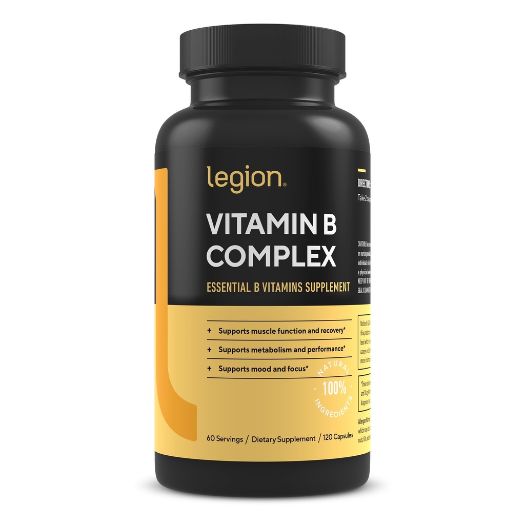 LEGION Vitamin B-Complex (120 Capsules) - Vitamin B Complex with Choline and Inositol Supports Mood & Liver Function - Vegan B Complex Vitamins Support Energy Metabolism & Muscle Function