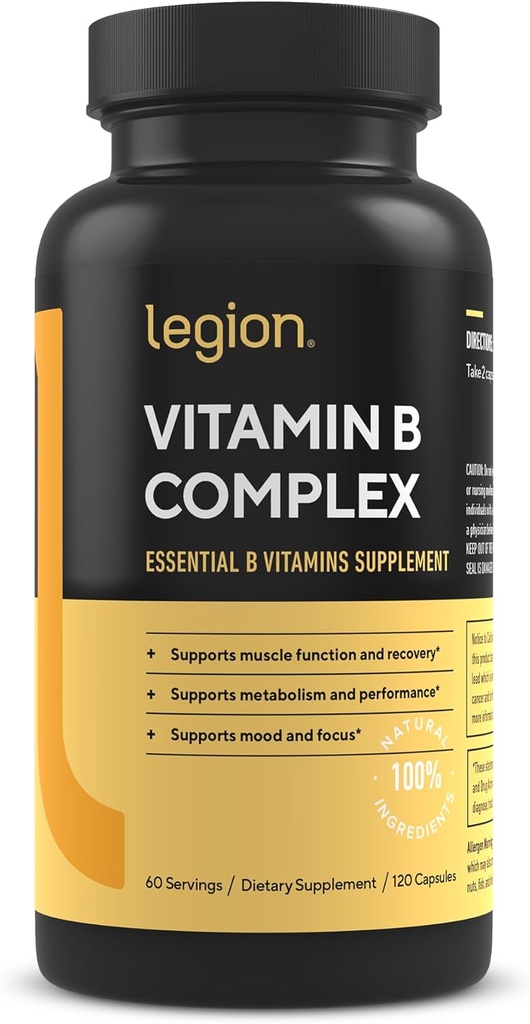 LEGION Vitamina B-complex (120 capsule) - Complex de vitamina B cu colină și inositol susține funcția de mood & ficat - Vegan B Complex vitamine suport energie Metabolizare și funcția musculară
