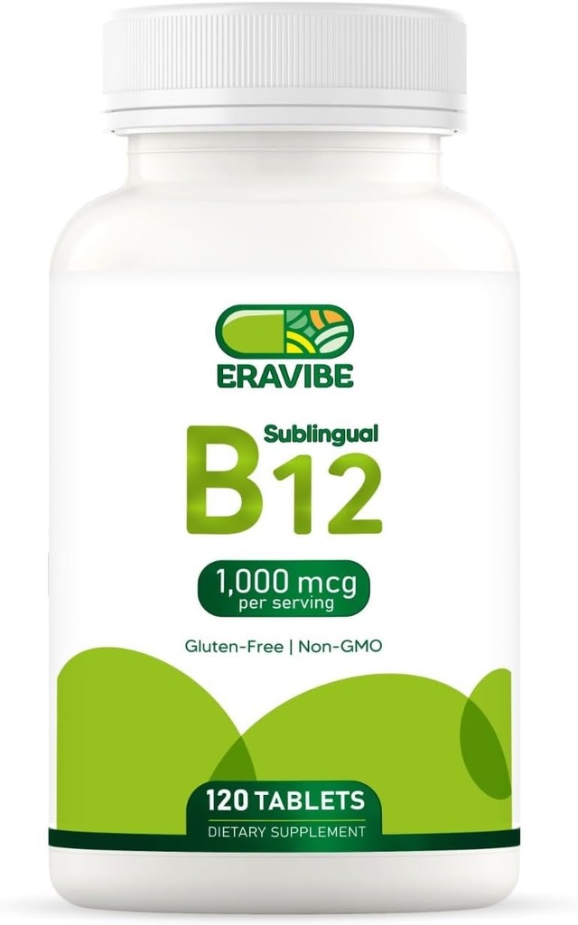 Vitamine B12 1000 mcg, 120 tabletten, Natuurlijke kersensmaak, Glutenvrij, Non-GMO, Suikervrij, Snel oplossen