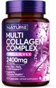Dibangun oleh Nature Collagen Pills - Multi Collagen Peptides Completions for Women - Type I, II, III, X for Hair, Skin, Nails, Joints & Bone Health - Hydrolyzed, Grass-Fed - 120 Capsules