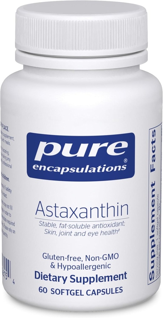 纯封装 Astaxanthin – 关节、皮肤和眼部健康以及自由激进的抗氧化剂补充剂 * → 60 Softgel Capsules