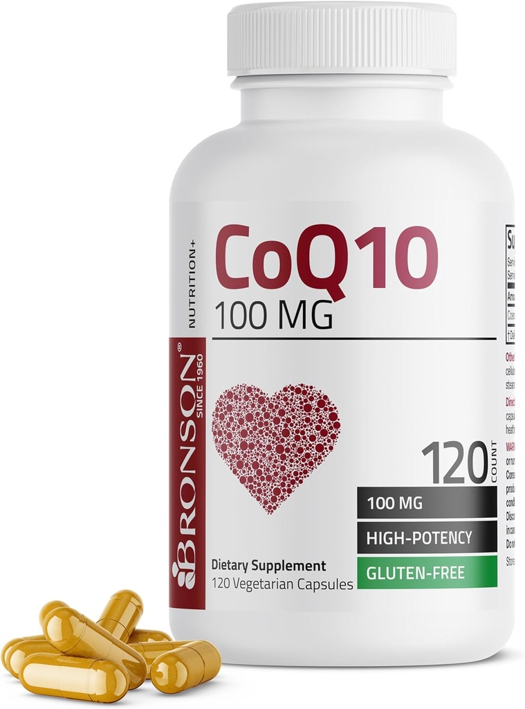 Bronson CoQ10 100 MG Высокопотенциальное производство клеточной энергии, 120 вегетарианских капсул