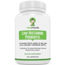 VitaMonk Low Histamine Probiotics Fight Histamine Intolerance and Support Balanced Gut Health - Histamine Free Probiotic for Those Seeking Health Improvements with Histamine Control -60 Capsules