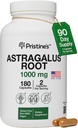 PRISTINE'S Astragalus Root Имунна поддръжка капсули -1000mg 90 Day Supply Herbal Adaptogen - Здравословно стареене, Heart & Lung Health