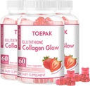 Multi Collagen Proteiini Glow Beauty Collagen Gummies, naisten anti-aging tuki glutatione, Biotiini & Multivitamiinit, edistää ihon ja hiusten terveyttä, mansikka, 180 Gummies (90 päivää)