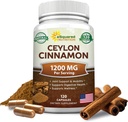 Natural Ceylon Cynamon 1200mg - 120 Kapsułek, True Cynamon ze Sri Lanki, Extract Supplement Pills Promotes Heart Health