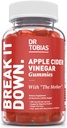 Tobias Apple Cider Vinegar Gummies doktorea Amarekin, 500mg ACV zerbitzatu bakoitzeko, Plus Folate, B6, B12 eta Iodine, Osasun Digestiboa, Gut Cleanse & Detox, Vegan, 60 Gummies
