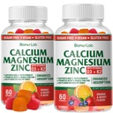 BionerLab Calcium Magnesium Zinc Gummies with Vitamin D3 & K2 - High Absorption Complex with Magnesium Glycinate Calcium Zinc Citrate for Bone Muscle & Immune Health - Sugar-Free Orange Berry Flavored