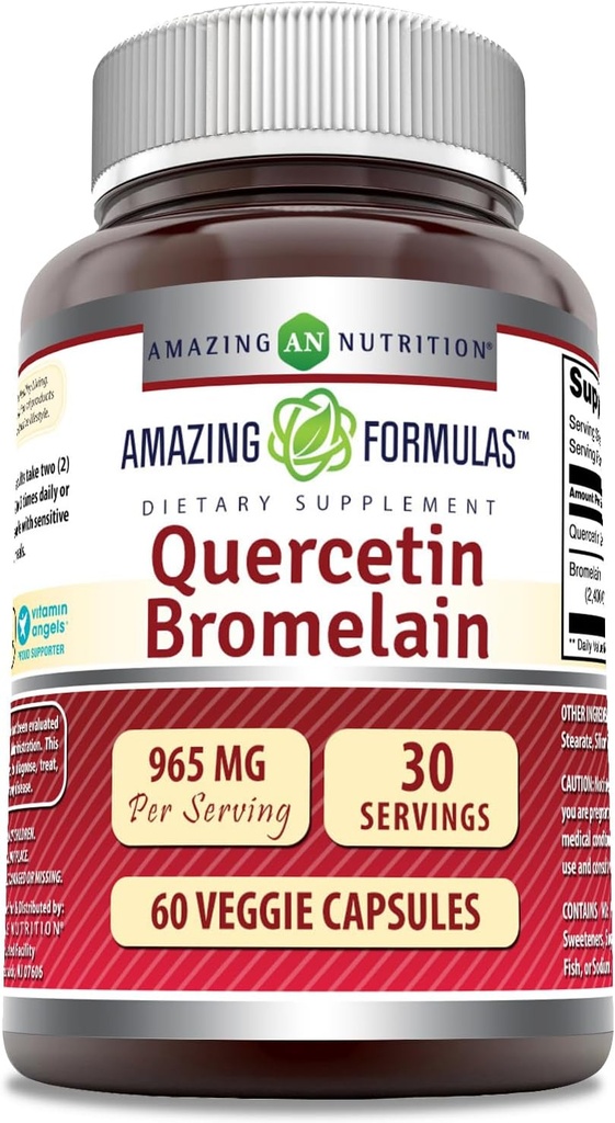 Amazing Nutrition Quercetin 800 Mg Bromelain 165 Mg Veggie Capsically Supplementary 124; Non-GMO Wonderday 124; Gluten Free Warden 124; Made in USA