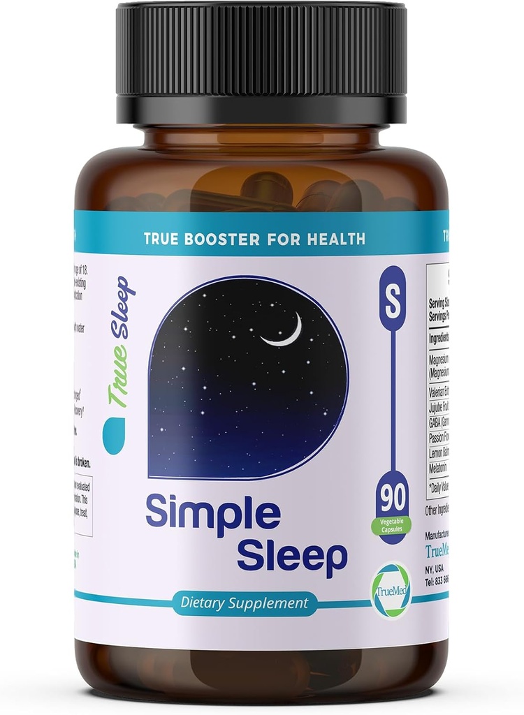 Sleep Support Supplement Natural Relaxation, Formula Magnesium Glycinate, Valerian Extract, GABA, Melatonin, Passion Flower, Lemon Balm & Promote Calm & Improve Sleep Quality 90 Capsules
