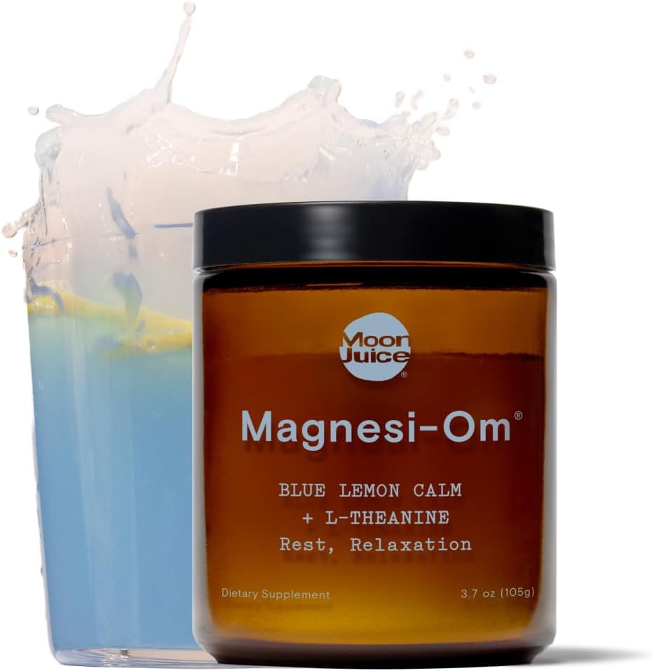 月桂汁 Magnesi-Om Magnesium 粉末补充剂 - Chelated Magnesium Complex + L- Theanine Blend for rest, relaxion and regularity - Vegan, Non-GMO & No Sugar, Blue Lemon, 3.7 oz, 30 Sevings (英语).