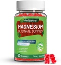 Magnesium Glycinat Gummi 600mg für Damen und Herren, mit Magnesium L-Threonate 300mg, CoQ10 und Schwarzer Pfeffer, Vegan (60 Count)
