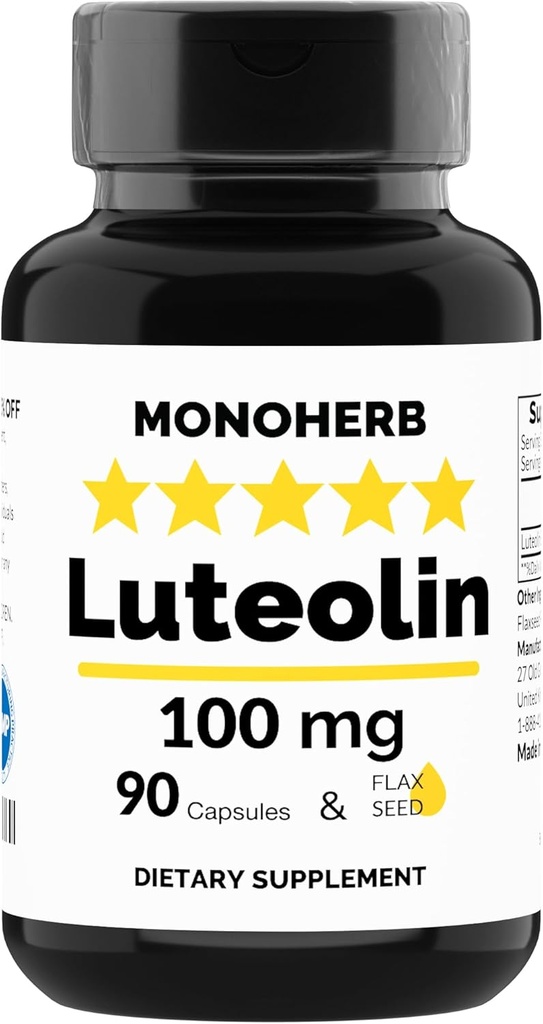 MONOHERB Luteolina 100 mg - 90 cápsulas vegetarianas - Hecho en EE.UU.