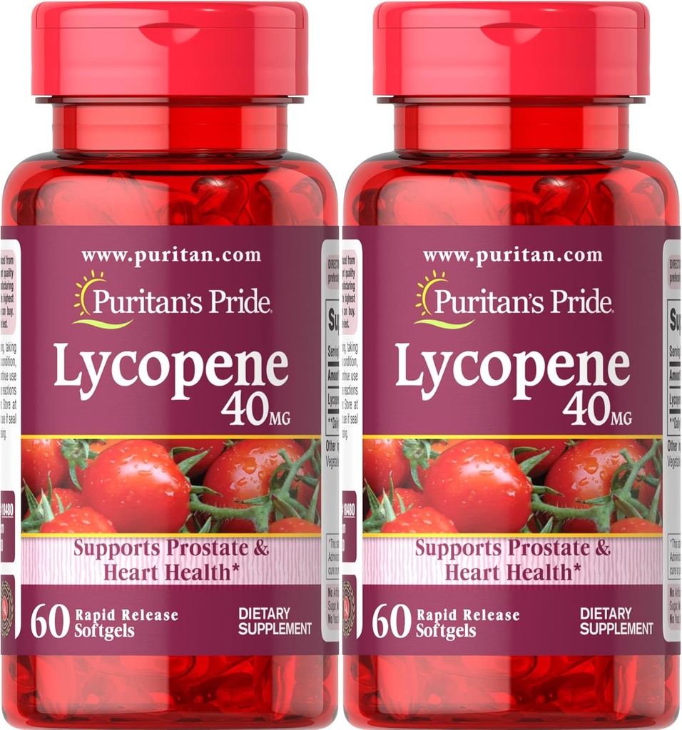 Puritan's Pride Premium Lycopene 40mg、Prostate、Antioxidant、心の健康および全面的な健康サポートのためのサプリメント、2か月の供給、60の急速な解放のSoftgels、2のパック
