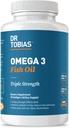 Tobias Omega 3 Arrainaren Olioa, 2000mg indar hirukoitza 800mg EPA 600mg DHA Zerbitzu bakoitzeko, Arrainaren Omega 3 Osagarriak Bihotz, Garuna eta Immune euskarria, 90 Softgels, 45 zerbitzatu