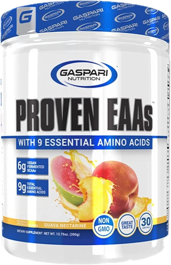 Gaspari Nutrition Proven EAAs, Vegan Fermented EAAs, Enhances Recovers & Replenises Electrolytes, Non GMO (30 Servings, Guava Nectarine)