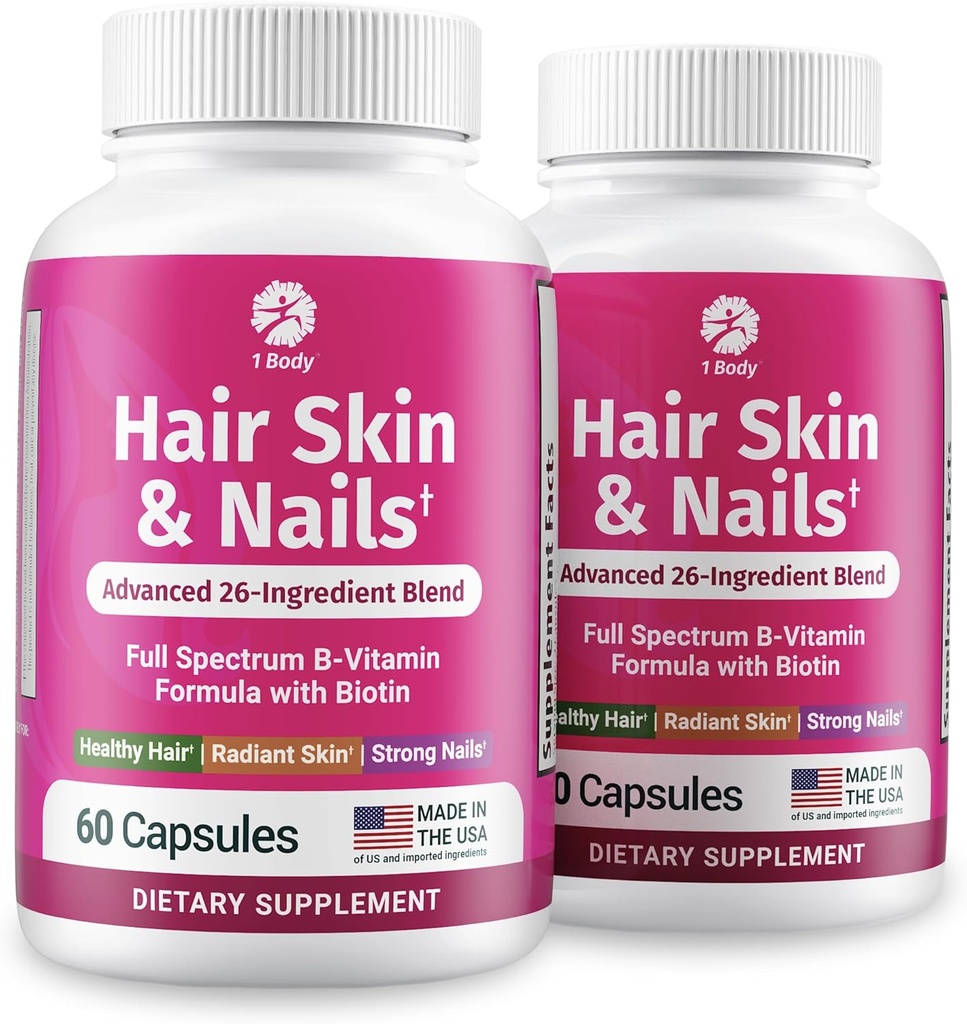 1 cabelo do corpo unhas crescimento vitamina com biotina - Fórmula completa para homens e mulheres - 2 Pack