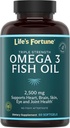 Life 's Fortune Fish Oil Omega 3 Koncentrato priedas 2500 mg, 60 Softgels, High Postance, EPA & DHA riebalų rūgštis - Širdis, smegenys, oda, sąnariai - Ne GMO