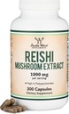 Reishi Houba Kapsle (4: 1 Ganoderma Extract, 1,000mg Red Reishi Powder Servings) 300 Počet, 5 Měsíční zásoba, Potent Houba dodatek pro podporu a obranu imunitního systému Double Wood