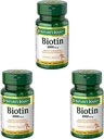 Nature's Bounty Biotin, Витамин добавка, поддържа метаболизма за клетъчна енергия и здрава коса, кожа, и нокти, 1000 mcg, 100 таблетки (пакет от 3)