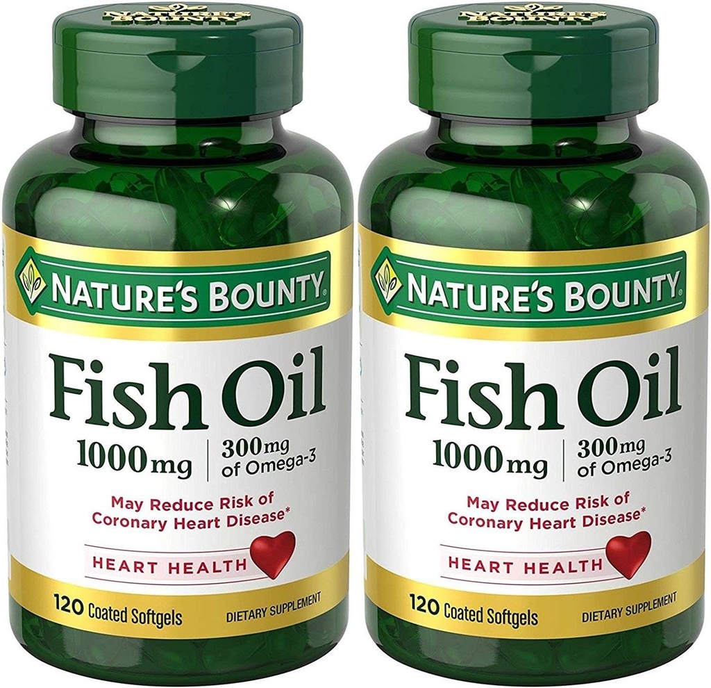 Naturens Bounty Fish Oil (Odorless) 1000 Mg, 240 Softgels (2 X 120 greveflaskor)