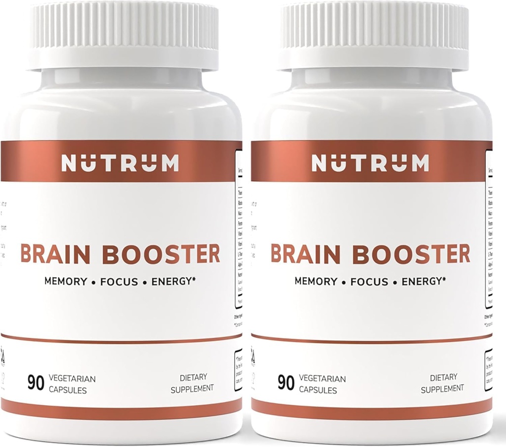 Suplemento Brain Booster - Suplemento Nootropic Power Cérebro - Pílulas para Foco, Memória, Claridade, Energia e Melhor Concentração com Alpha-GPC, L-Theanina, Rhodiola, Ginseng, Guaraná (Pacote de 2)