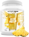 NutraBio Clear Protein Pulveris, Ananasu šļaksts - 20 Servējumi, 20g Dzidrs sūkalu proteīns Izolāts, 0 Cukurs, 0g Laktoze, Atsvaidzinoši augļu uzlējumi, GLP1 Atbalsts - Kaulu veselība - Muskuļu post Darbs Atjaunošana