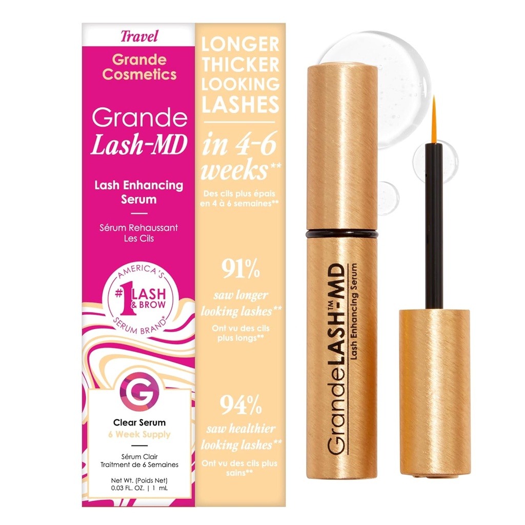Grande Cosmetics GrandeLASH-MD Lash uzlabo seruma - peptīdu un vitamīnu infuzēta formula ilgākām, biezākām, pilnīgākām izskata lašām - oftalmologs pārbaudīts, bez kruelta