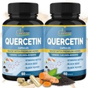 Cadane Organik 2 Packs Quercetin Suplemen Kapsul, 6in1 dengan Turmeric, Berberine, Stinging Nettle, Benih Hitam, Pepper Hitam - Supports Immune System - 4 Bulan Suppply