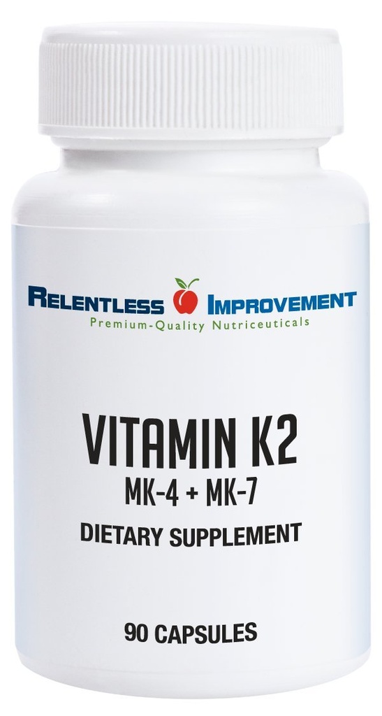 Natural Vitamin K2 MK4 Plus Vitamin K2 MK7 High-Potency 15,000mcg MK-4 + 60mcg MK-7 Supports Bone and Arterial Health Vegi-Capsules Soy-Free