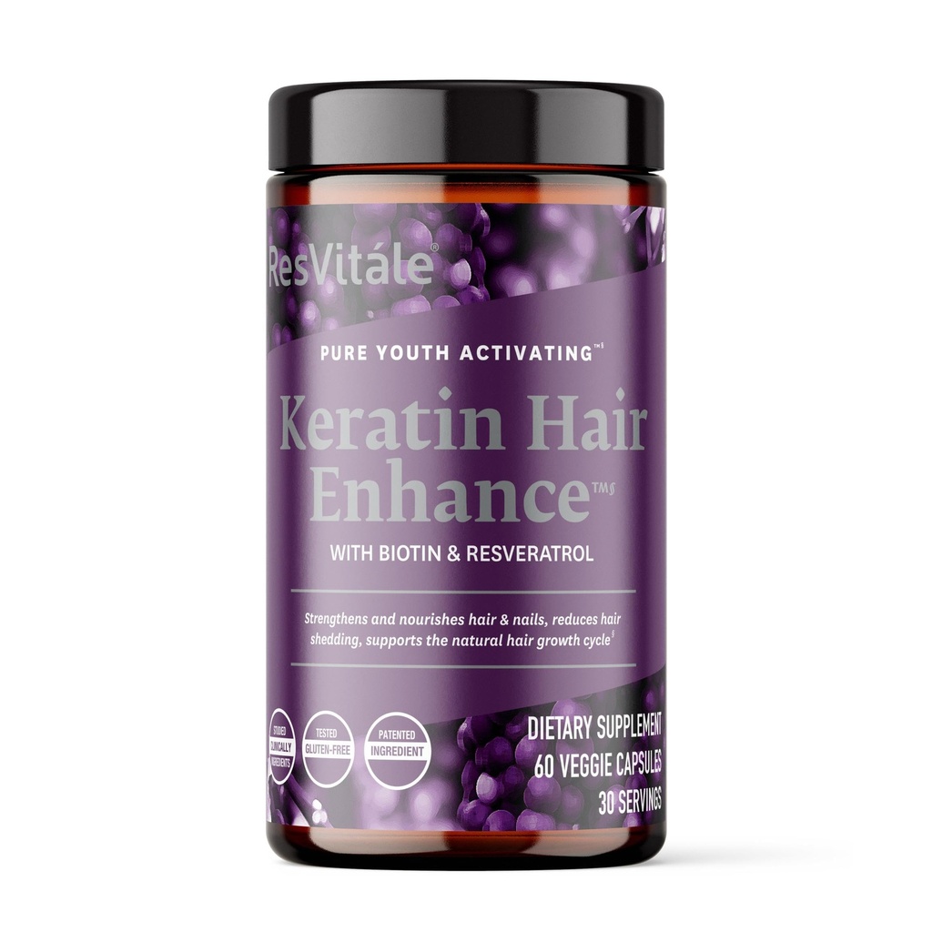 ResVitále Keratin Hair Enhance - Keratin Supplement for Hair Growth - 60 Capsules