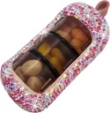 Bling Pill 组织者 - Cute and Compact Pill Box for Purse - Stylish Pill Case with Sparkling Design - 旅行友好药材持有者 - Slide in/Out Design Pill 组织者(Pink)