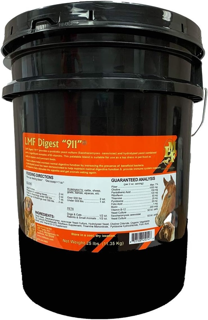 LMF Digest 911" 25 Pound prebiótico e suplemento probiótico para cabalos, ruminantes e animais