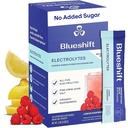 Blueshift Electrolytes - Natural Electrolytes Powder Packets, Organic Hydration Packets, Electrolyte Drink Mix Sticks with No Sugar, Single Serve Pack - Lemon Raspberry Flavor, Powder Sticks (10 Pack)
