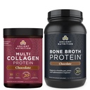 Ancient Nutrition Multi Collagen Protein Powder, Chocolate, 40 Servings + Bone Broth Protein Powder, Chocolate, 40 Servings