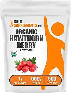 BulkSupplements.com Organic Hawthorn Berry Powder - Hawthorn Berry Supplement, Hawthorn Berry Organic - Vegan & Gluten Free, 1g per Serving, 500g (1.1 lbs) (Pack of 1)