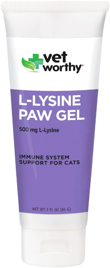 Vet Worthy Lysine Paw Gel Aid for Cats - Cat Paw Gel to Support The Immune System and Overall Health - Cat Supplement with Amino Acid L-Lysine- Salmon Flavor Gel, 3oz